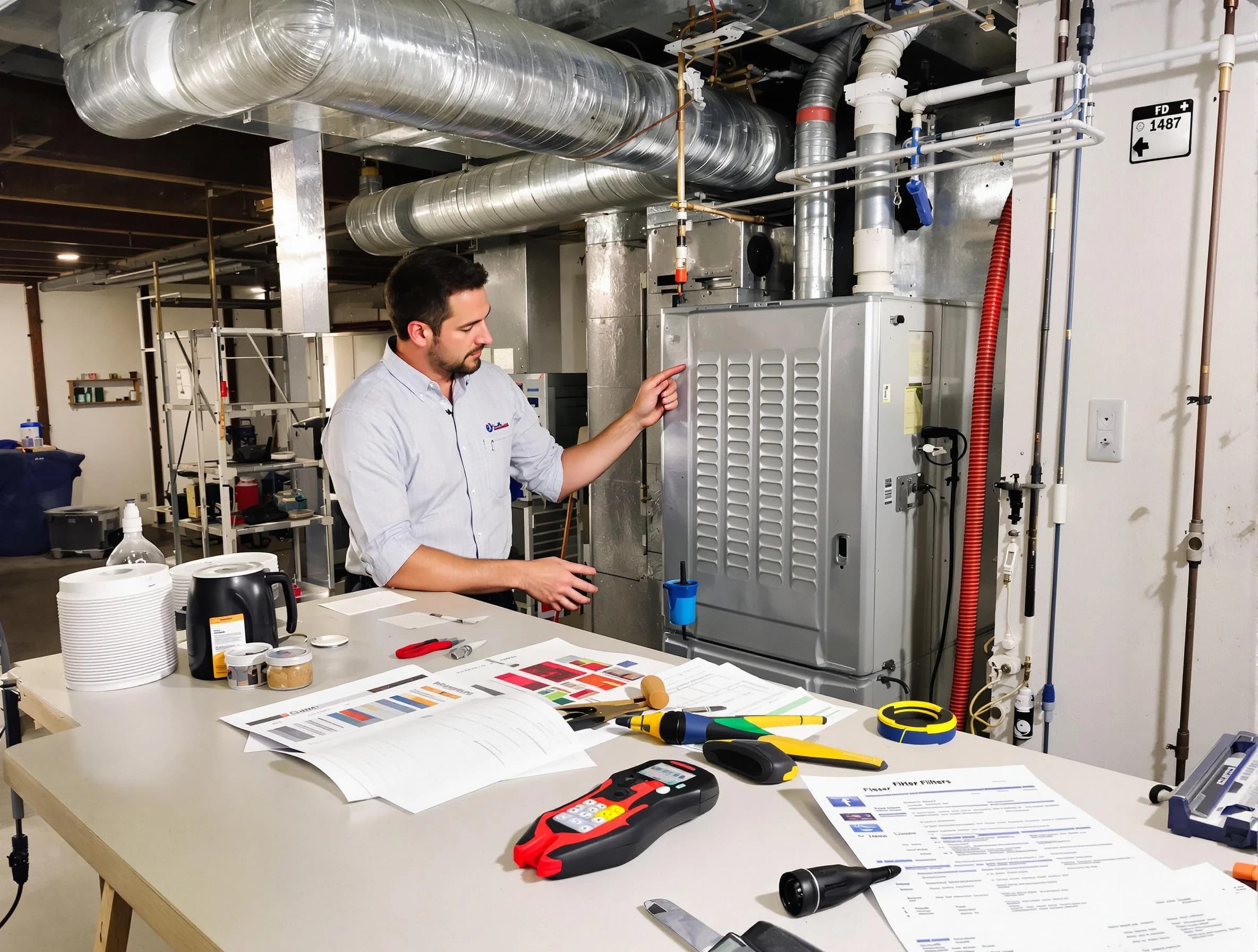Everett Air Duct Cleaning inspector conducting detailed filter system evaluation using professional diagnostic tools in Everett