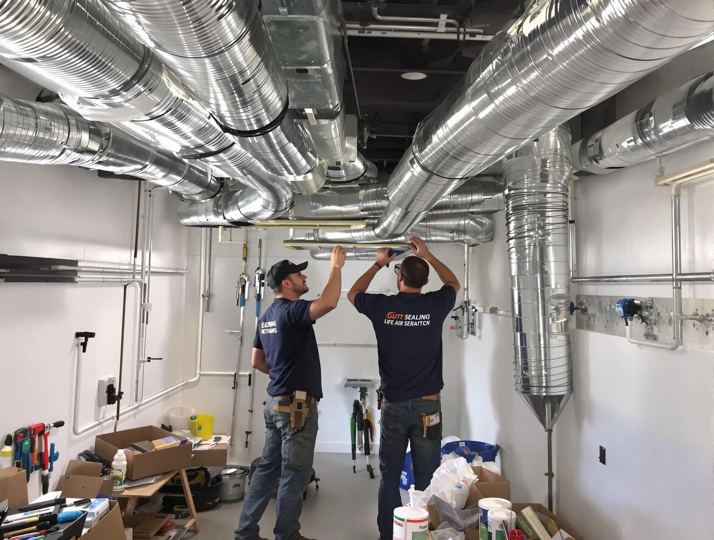 Everett Air Duct Cleaning technician applying professional duct sealing solutions in Everett