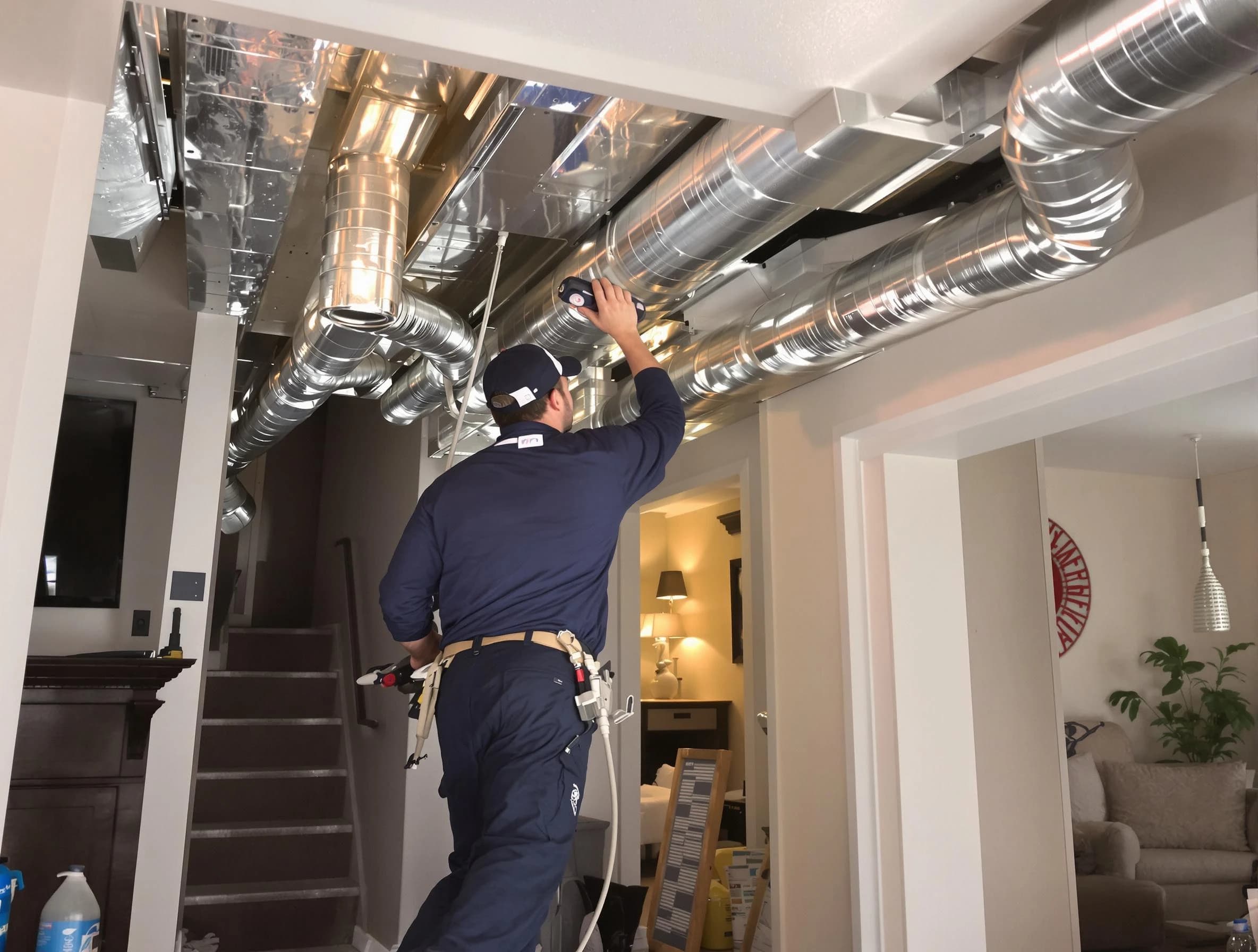 Everett Air Duct Cleaning expert performing specialized duct cleaning in a mobile home in Everett