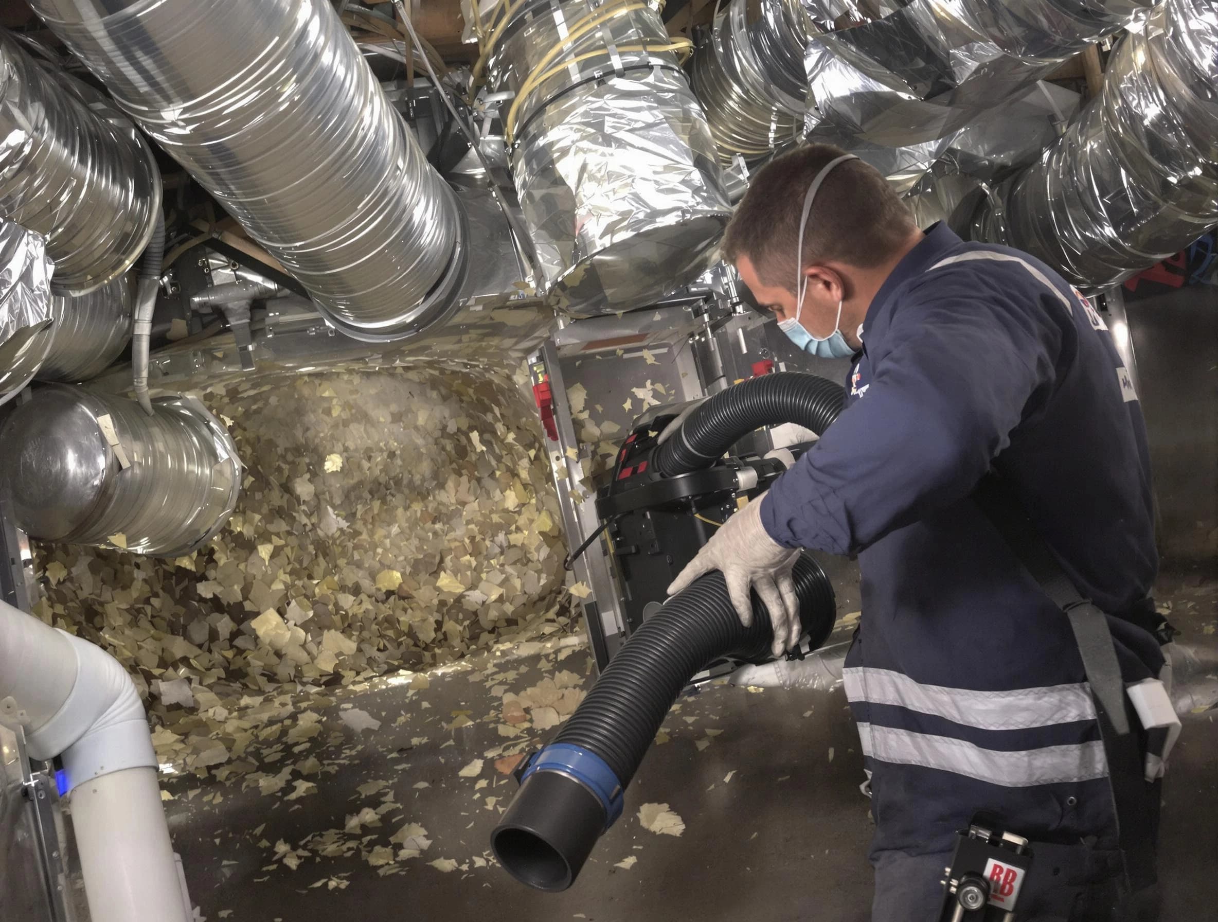 Everett Air Duct Cleaning specialist operating negative pressure cleaning equipment for thorough duct maintenance in Everett