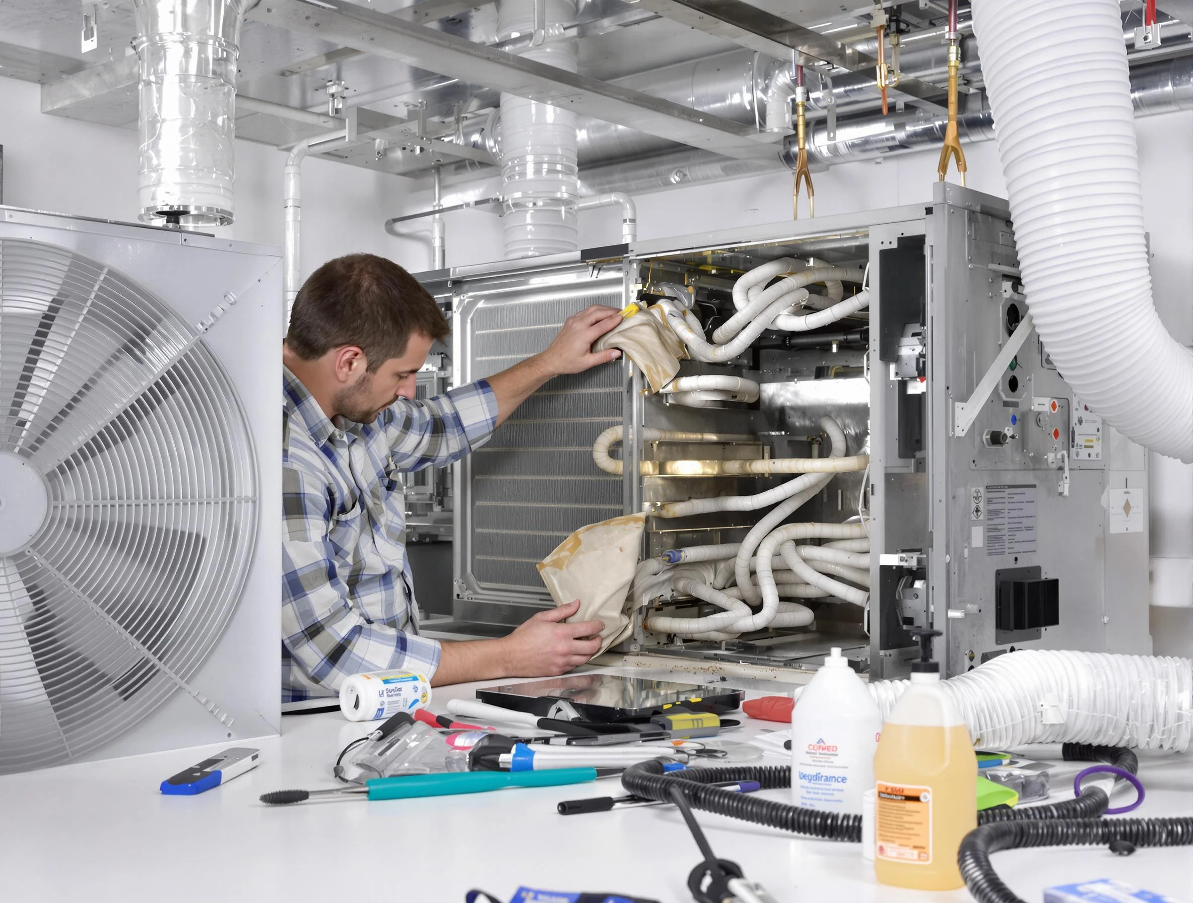 Everett Air Duct Cleaning specialist performing precision AC coil cleaning in Everett