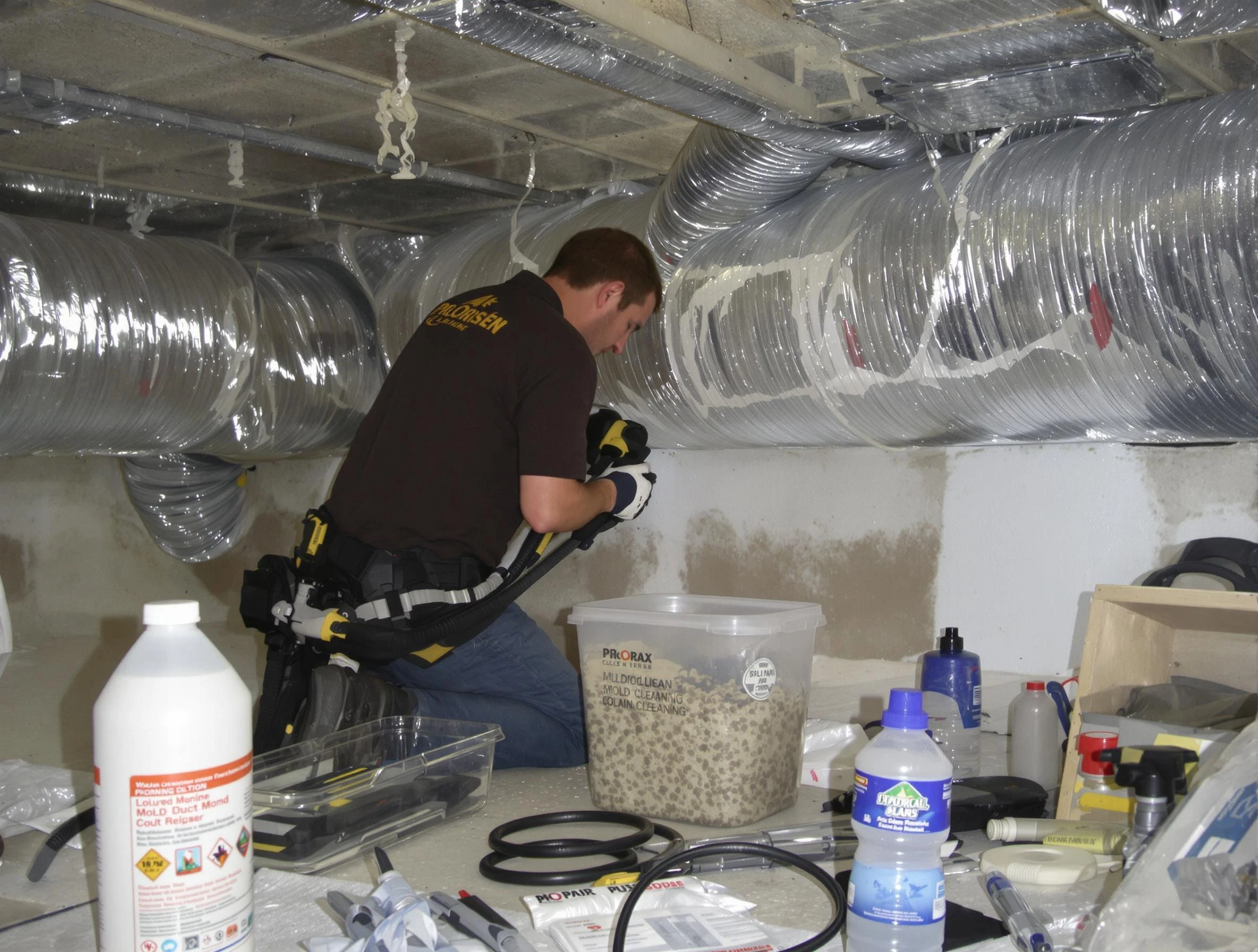 Everett Air Duct Cleaning specialist performing professional mold removal from air ducts in Everett
