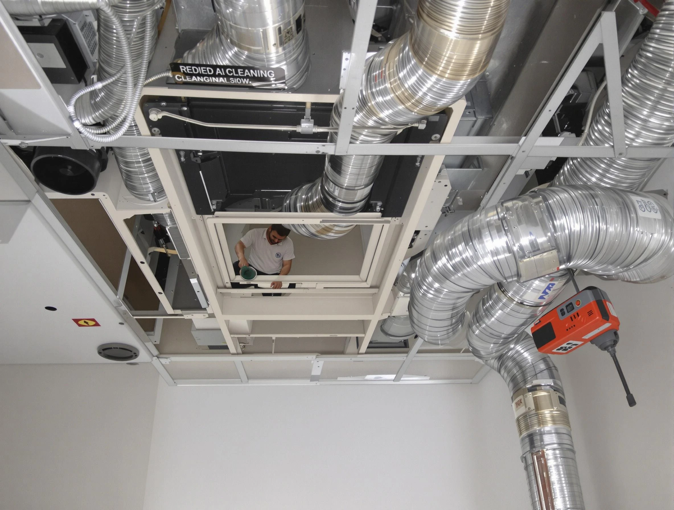 Everett Air Duct Cleaning technician performing detailed central duct system cleaning in Everett